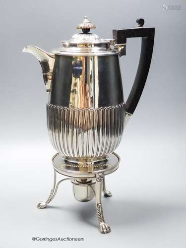 A George III demi fluted silver biggin pot, Burwash & Sibley...