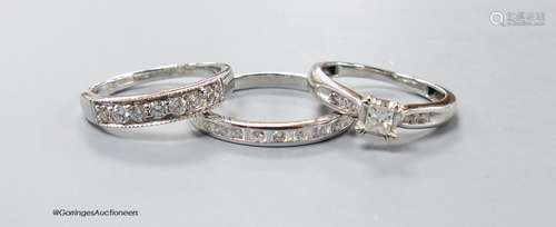 Two modern 9ct white gold and diamond set rings including a ...