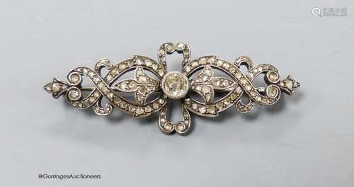 A Victorian white metal and rose cut diamond encrusted openw...