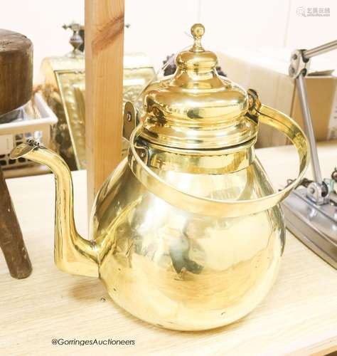 A large 19th century brass kettle, height 40cm