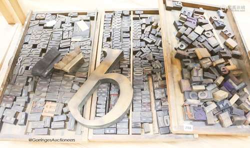 Three trays of printing blocks and letters two other pattern...