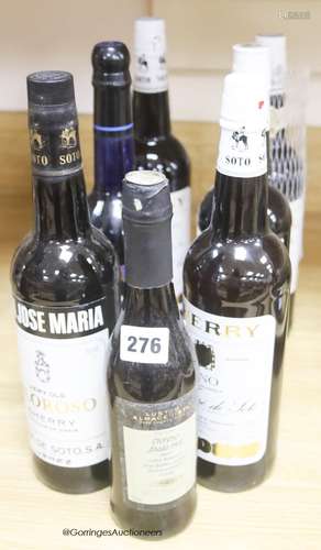 Six assorted sherries including Don Jose Maria Very Old Olor...