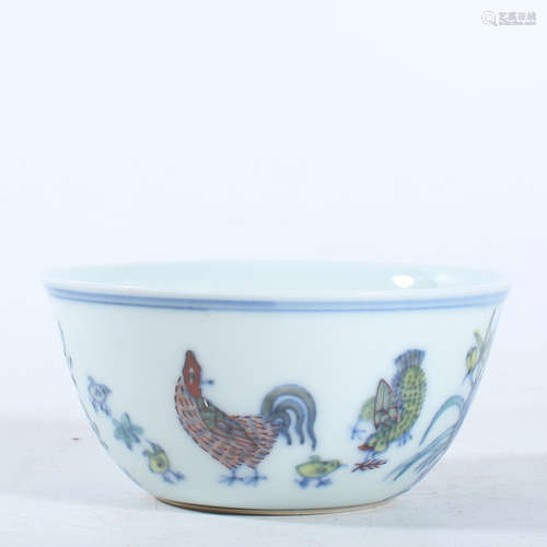 Ming Dynasty doucai chicken jar cup