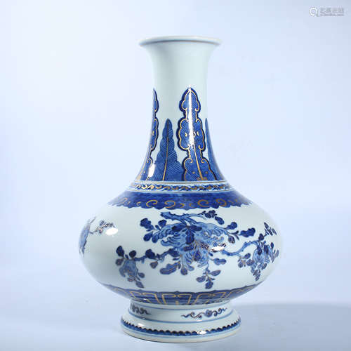 Qing Dynasty blue and white bottle