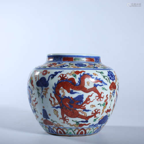 Colorful dragon pattern pot of Ming Dynasty