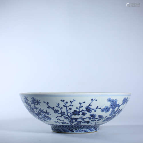 Ming Dynasty blue and white pine bamboo plum bowl