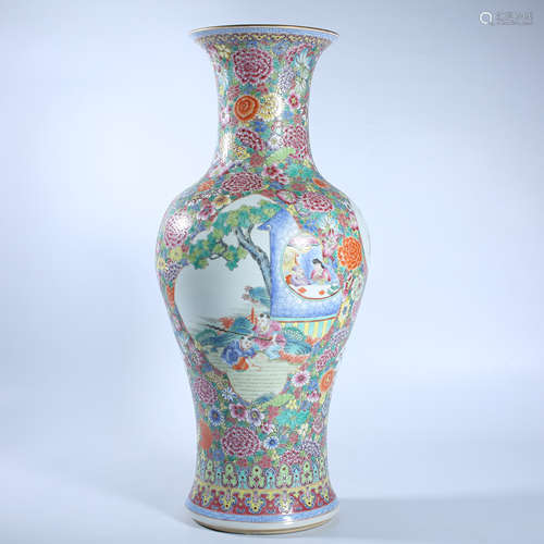 Qing Dynasty pastel figure story bottle