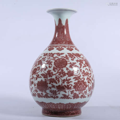 Qing Dynasty underglaze red jade pot spring bottle