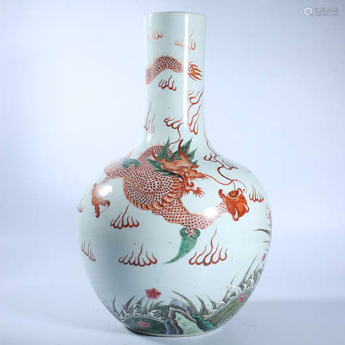 Qing Dynasty pink dragon pattern celestial bottle