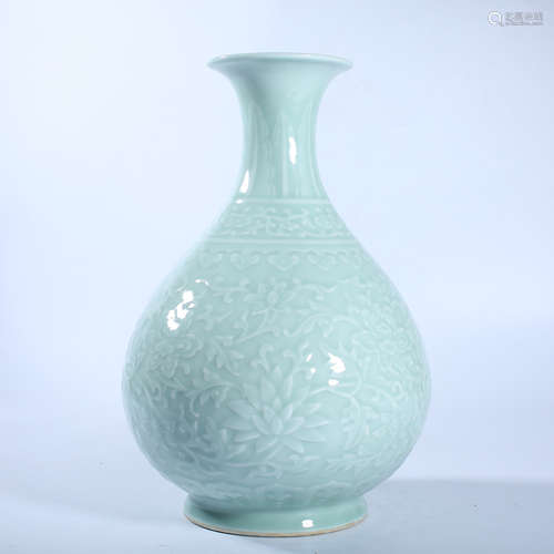 Qing Dynasty green glazed jade pot spring bottle