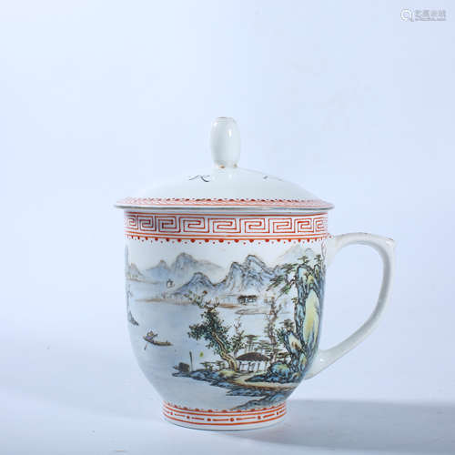 Modern pastel landscape teacup