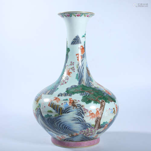 Qing Dynasty pastel flapper bottle