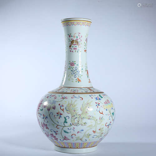 Qing Dynasty pastel vase