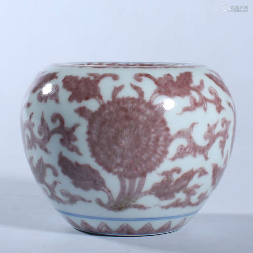 Qing Dynasty underglaze red apple statue