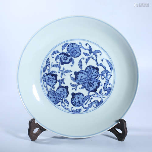 Qing Dynasty blue and white flower pattern plate