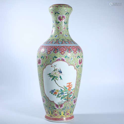 Qing Dynasty pink garlic bottle