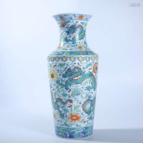 Qing Dynasty doucai dragon bottle