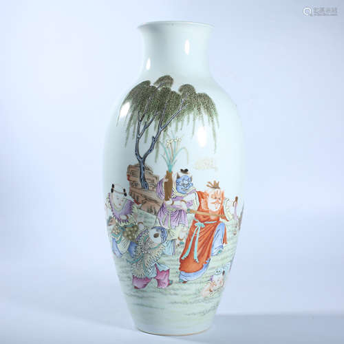 Guanyin bottle with pastel figure story pattern in the Repub...