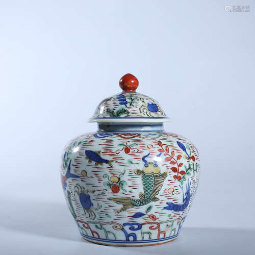 Colorful covered pot of Ming Dynasty