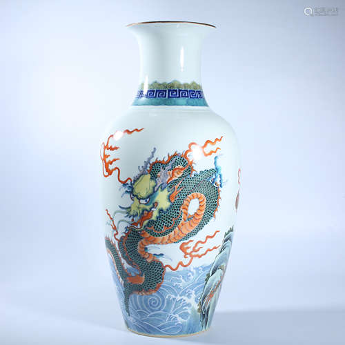 Qing Dynasty pink dragon vase