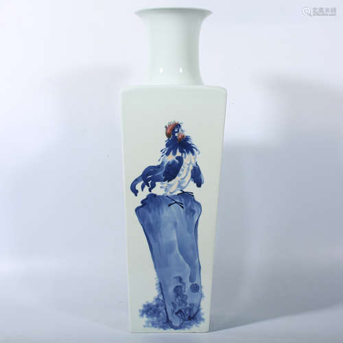 Republic of China blue and white square bottle