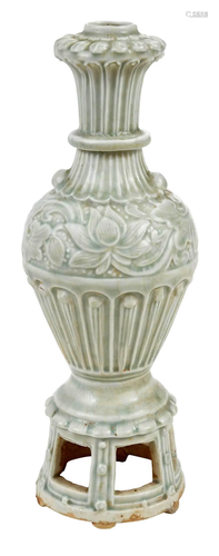 Chinese Archaistic 'Lotus' Vase with Integral Stand