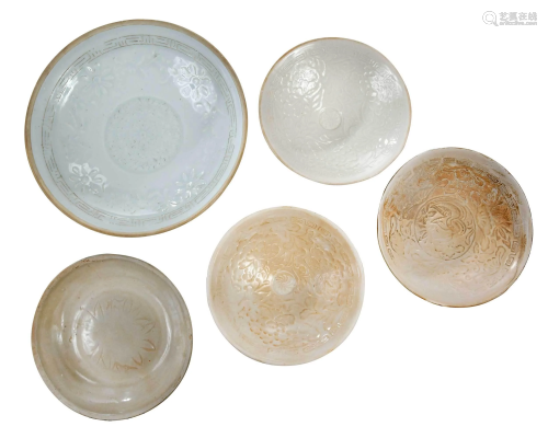 Five Small Chinese Ding Type Bowls