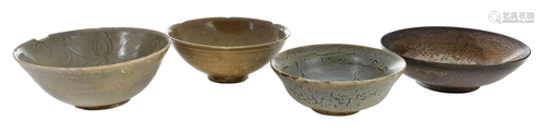 Four Chinese Glazed Pottery Bowls