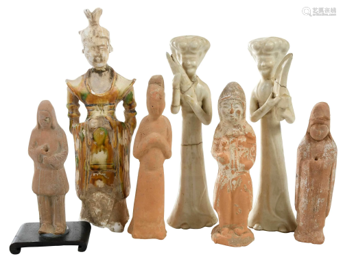 Six Chinese Pottery Burial Figures