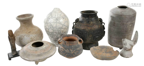 Six Chinese Earthenware and Bronze Vessels