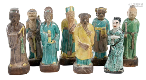 Eight Chinese Earthenware Immortal Figures