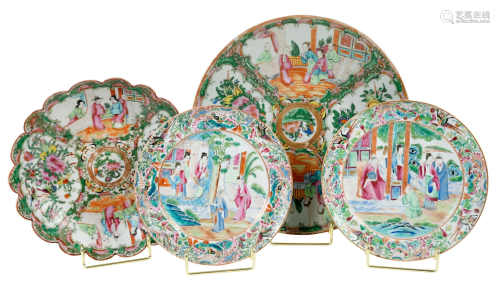 Four Rose Medallion Porcelain Platters