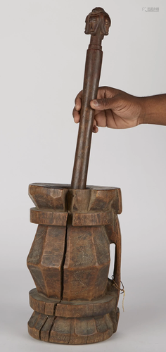 African Wooden Mortar and Pestle