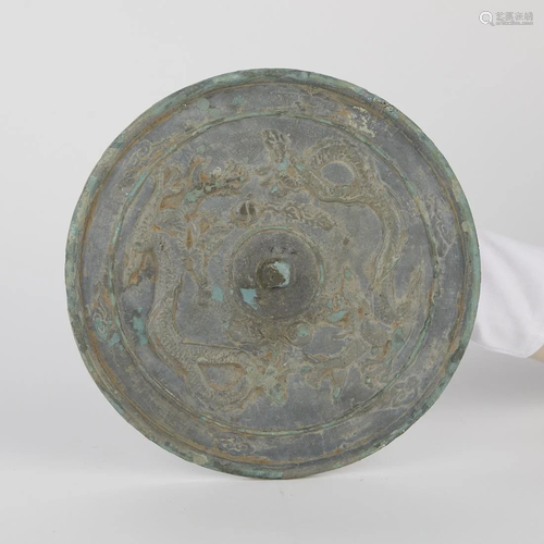 Large Chinese Liao Bronze Mirror