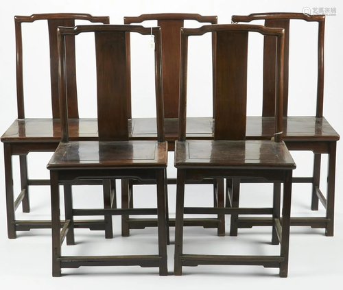 Set of 5 Chinese Wooden Chairs