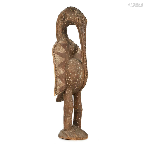 African Senufo Ivory Coast Carved Wood Hornbill