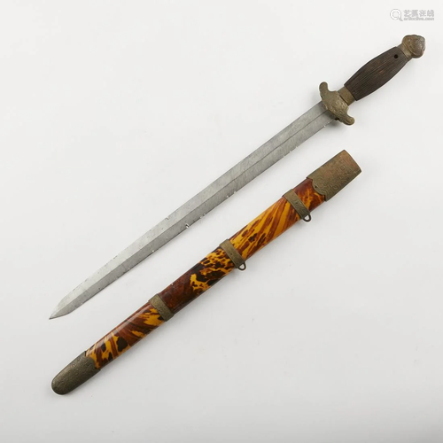 Chinese Sword w/ Wooden Scabbard