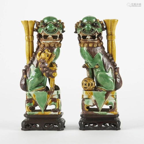 Pair of Chinese Kangxi Porcelain Foo Dogs