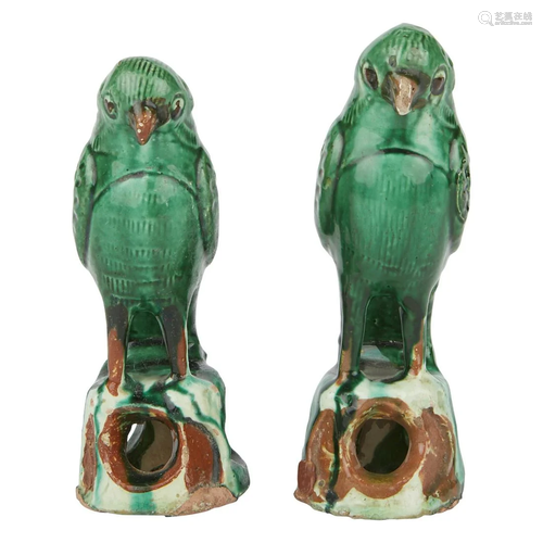 Pair of Chinese Export Porcelain Birds