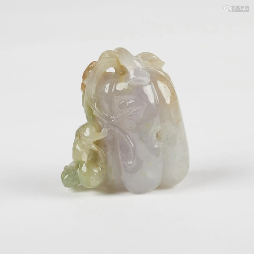 Chinese Lavender Celadon Jade Melon Carving