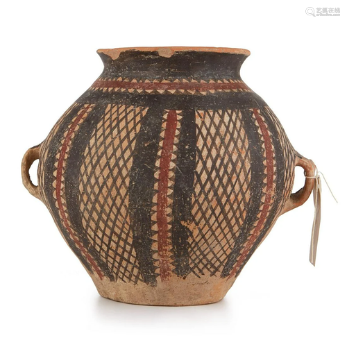 Chinese Terracotta Neolithic Pot w/ 2 Handles