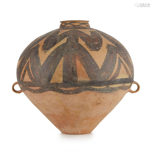 Chinese Terracotta Neolithic Pot - Humanoid Decoration