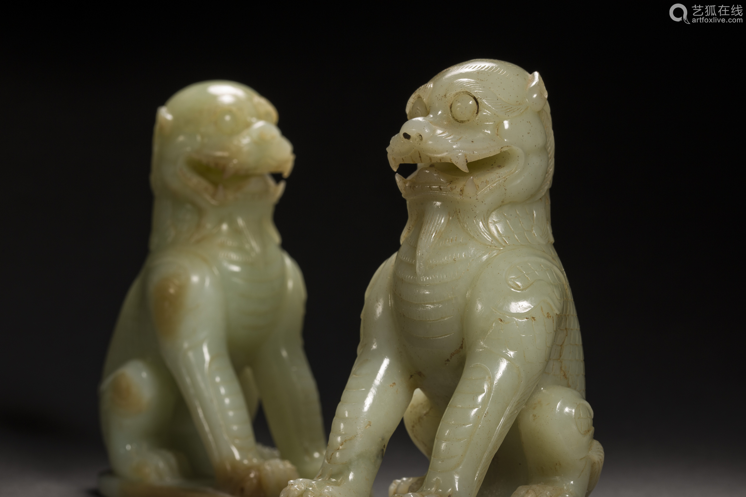 清代玉狮子一对-【成交 价格 图片】