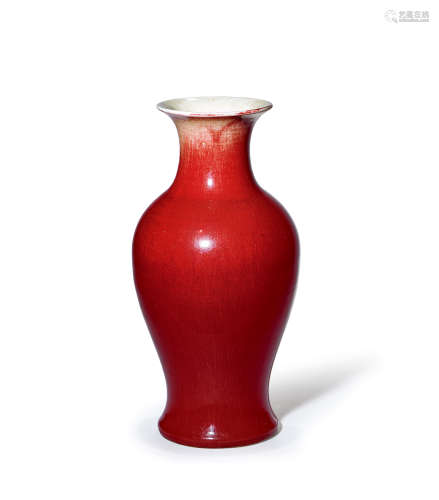 清中期 郎窑红釉观音瓶