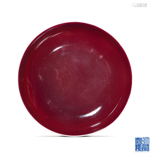 清乾隆 霁红釉盘