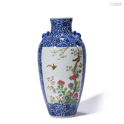 A Famille Rose Flower&Bird Pattern Porcelain Vase
