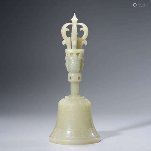 A White Jade Carved Bell Ornament