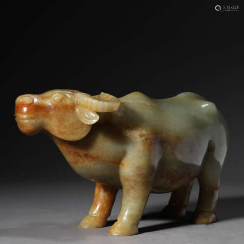 A Jade Carved Ox Ornament