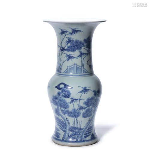 A Blue&White Pine&plum Blossom Pattern Porcelain Beaker Vase