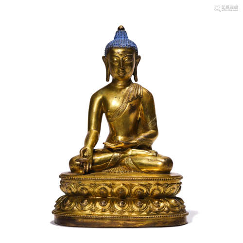 A Gild Bronze Statue of Medicine Buddha